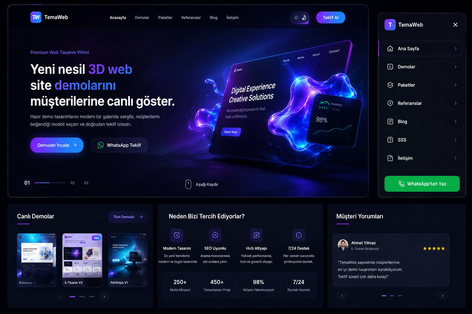 Premium web tasarımvitrinini şimdi yayına al.